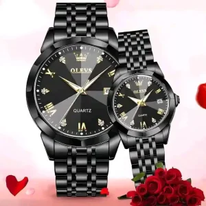 Olevs Couple Watch Ful Black