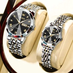 OLEVS 9931 Golden Black Couple Watch