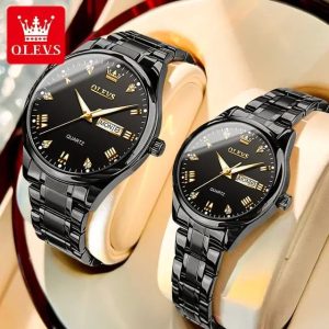 Olevs Full Black couple Watch