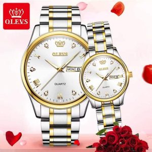 Silver White Couple Watch